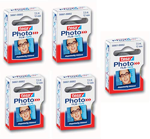 tesa® Foto Film Ersatzrolle, 7.5 m x 12 mm (transparent, 5 Stück)