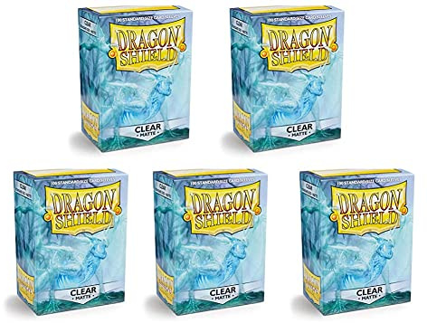 5 Packs Dragon Shield Matte Clear Standard Size 100 ct Card Sleeves Value Bundle!