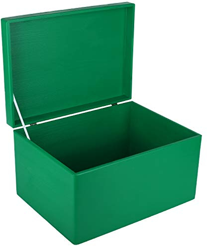 Creative Deco XXL Grün Große Holzkiste mit Deckel | 40x30x24 cm (+/-1cm) | Holztruhe Erinnerungsbox Baby Holzbox mit Deckel Weihnachten Kasten | Für Dokumente, Spielzeuge | ROH, UNGESCHLIFFEN