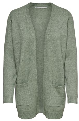 ONLY Damen Onllesly L/S Open Cardigan KNT Noos Strickjacke,Basil/Detail:w. Melange,S
