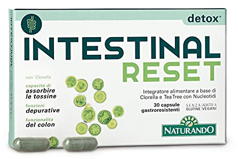 Naturando - Intestinal Reset Complemento Alimenticio Para La Desintoxicación Intestinal con Chlorella, Aceite essencial de arbol de té, Nucleótidos - 30 Cápsulas Gastrorresistentes