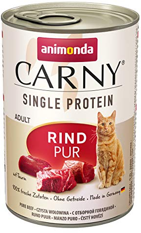 animonda Carny Katzen Nassfutter Single Protein Rind Pur (6 x 400g), Katzenfutter nass mit nur einer Proteinquelle, Futter für ausgewachsene Katzen mit Rindfleisch