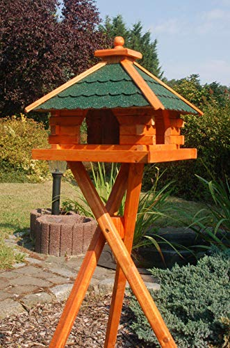 XXXL Premium Vogelhaus mit/ohne Ständer Futterhaus Vogelfutterhaus Vogelvilla, Farbe: Grün mit Ständer