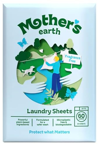 Mother’s Earth Laundry Detergent Sheets – Lightweight Laundry Sheets | Plastic-Free Packaging | Suitable for Everyday Washing | Unscented