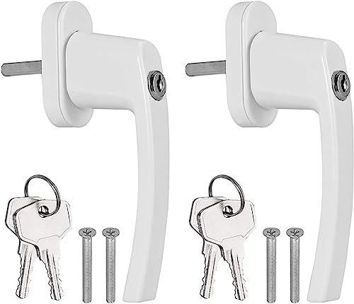 AUTOUTLET Maniglia con Serratura per Finestre 2 pezzi Protezione Casa Sicurezza Bambini Maniglia Alluminio Colore Bianco Balconi Porte
