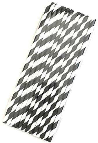 Wuqiang Herramientas del Papel Rayado 50PCS degradable Color de Protección Ambiental de Paja desechable de Papel Kraft de Paja de Cocina (Color : Black)