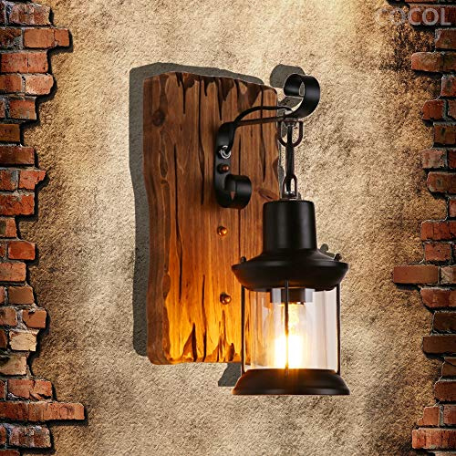 COCOL Retro Holz Wandleuchte Korridor Lampe Retro Restaurant Tragbare Wandlampe E27 Schraubmund Massivholz Handwerkskunst Ist Geeignet Für Restaurant Cafe Beleuchtungssystem,Type a