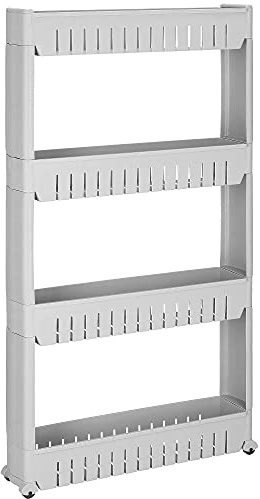 SPRINGOS Mobilregal 4 Ablagen Baderegal Standregal Ständer Waschmaschinenregal Badezimmer Bad WC Allzweck Regal (Grau - 101,5 x 54 x 12,5 cm)