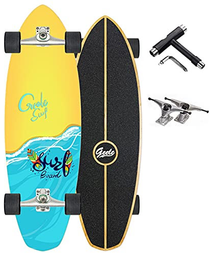 Skateboard Deck Longboard Cruiser Skateboard Erwachsene AnfäNger 32 Zoll Special Edition Komplettboard inkl. T-Tool, mit High Speed ABEC-11 Kugellagern, Drop-Through Freeride Skaten Cruiser Boards,C