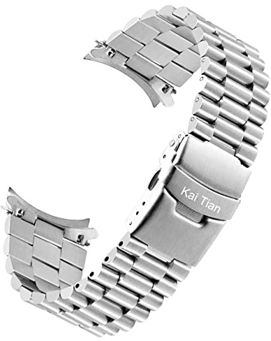 Kai Tian Konisch Armband Gebogenes Ende Uhrenarmband Metall für Herren Damen 20mm 22mm Edelstahl Solider Bereitstellungsschnalle Schwarzes Silber