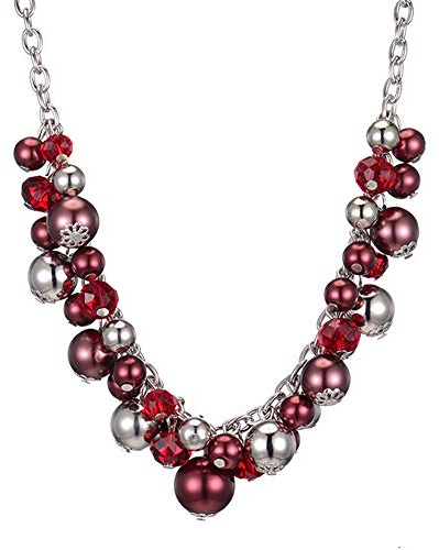 BULINLIN Silver Statement Necklaces for Women Chunky Beaded Collar Necklace Boho Costume Jewellery Gifts for Women