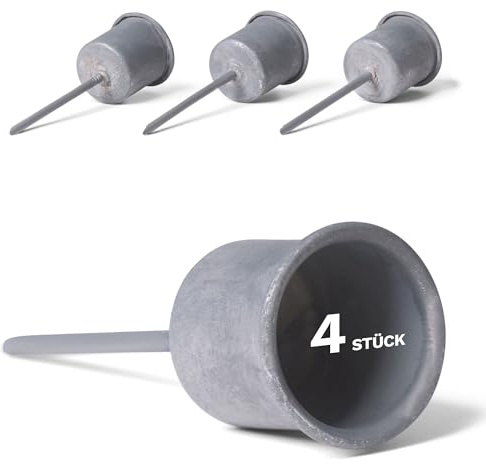 Novaliv 4X Stabkerzenhalter grau I Kerzenpick 7,1 x Ø 2,8 cm Kerzenstecker für Stabkerzen I Kerzenpin Adventskranzdekoration Kerzenleuchter I Dekoration Weihnachten