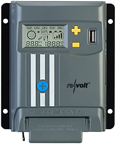 revolt MPPT Regler: MPPT-Solarladeregler für 12/24-V-Batterien, Display, USB-Port, 10 A (Solarregler, Akku Laderegler, LED)