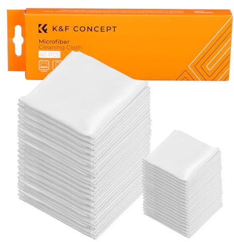 K&F CONCEPT-40 Piezas Paños de Limpieza Microfibra Envasado al Vacío/Secos/Lavables/15×15cm para Gafas/Pantallas/Objetivos/Filtros/Lentes/PC/Cámaras, Gamuza Gafas, Toallitas Gafas,Bayeta Gafas