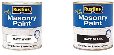 RUSTINS Masonry Paint Matt White 500ml Masonry Paint Matt Black 500ml