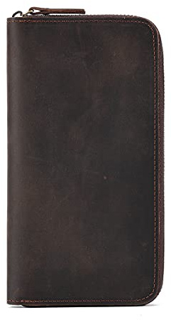 FANDARE Herren Geldbörse Kreditkartenetui Leder Geldbörse Herren RFID Schutz Geldbörse Brieftasche Männer Portmonee Geldklammer Kreditkartenetui Geldbeutel Reise Wallet Dark Braun