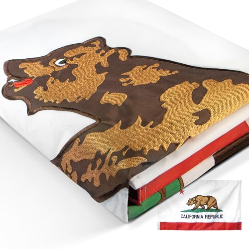 Anley EverStrong Series, bestickte kalifornische Staatsflagge, 90 x 150 cm, Stickerei und robuster Leinenkopf, 4 Reihen Steppnaht, kalifornische CA-Flaggen aus Nylon mit Messingösen, 90 x 150 cm