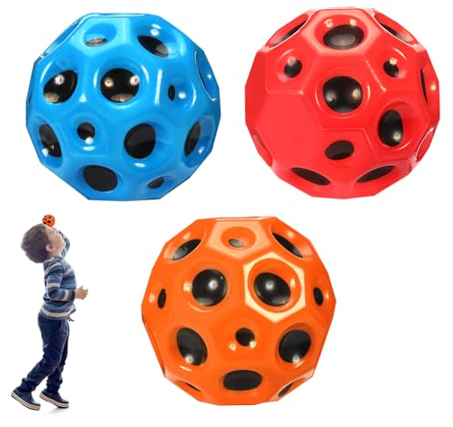 Mkitnvy 3 Stück Jump Ball, 7cm Sprünge Gummiball, Moon Space Ball Mini Bouncing Ball Toy, Planeten Hüpfbälle EIN Knallendes Geräusch Machen Bounce Ball Bouncing Ball für Kinder Party Gift