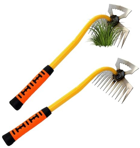 Fopytu Outil de désherbage, Houe Creuse et râteau 2 en 1, Désherbeur de Jardin Durable, Outil de désherbage de Jardinage à houe à Main, extracteur de Mauvaises Herbes