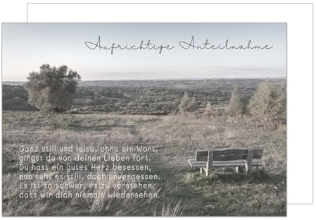 Edition Seidel Premium Trauerkarte mit Umschlag. Beileidskarte Trauer Karte mit Spruch Aufrichtige Anteilnahme Mitgefühl Landschaft (T1166 SW024)