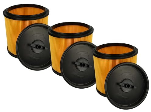 vhbw 3x Filtro plisado compatible con Dexter VOD 1530 SWC 30L, VQ 1420 SFD 20L aspiradora - amarillo negro