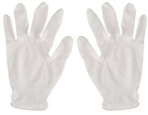 bricoleva.it Weiße Latexhandschuhe 100 Stück – Latex-Handschuhe, elastisch, für Laboratorien, Bau, Reinigung und Handhabung kleiner Gegenstände (L, mit Pulver)