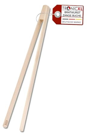 TronicXL 100 Stück Grillzange 52cm lange XXL Holz Zangen Bratwurstzange Grillen Grill Buffet Zange BBQ Posten Grillzangen Holzzange