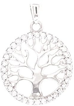 Generic Ciondolo in oro bianco con albero della vita, 14 carati 585, Oro bianco