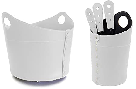 LIMAC Design INCAD Limac Design® - Juego de chimenea de cuero para chimenea, bolsa portaobjetos y utensilios para chimenea, color blanco