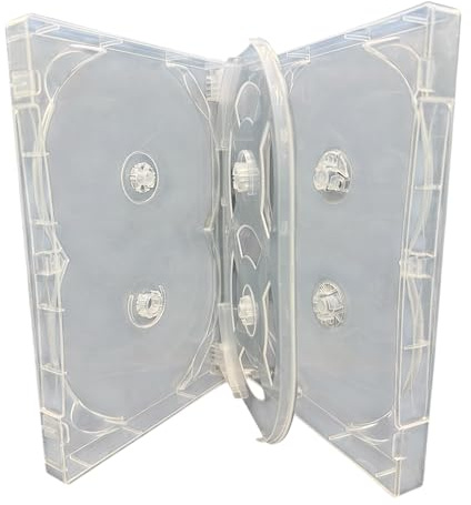 10 x 6 skivor superklart M-lås DVD CD Blu Ray skivfodral för att rymma 6 skivor i alla format. Fodralet har en 27 mm ryggbredd häfte klämmor och yttre ärm för att hålla titel konstverk.