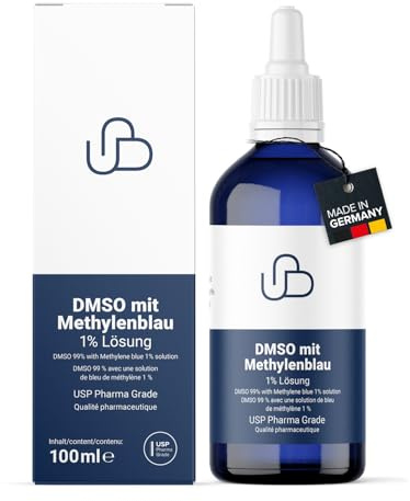 Schweizer Naturals® DMSO mit Methylenblau Lösung 1% reinst USP Pharma Qualität, 100 ml, ohne Zusätze, laborgeprüfte Qualität - made in Germany