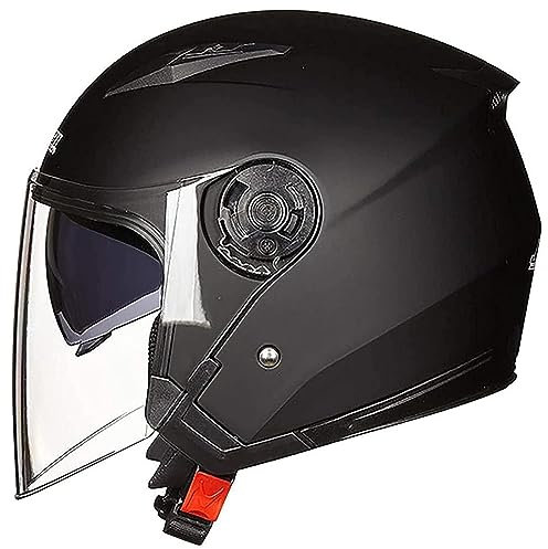 Caimcie Motorrad 3/4 Helm Retro Motorrad Helm Sturzhelm DOT/ECE-Geprüfter Motorrad-Sturzhelm Mit Doppelvisier Jet Helm Für Roller Cruiser Moped Für Damen Herren A,XL/58-59CM
