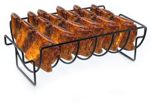 ZONADAH BBQ Rib Rack for Smoking 35 x11.5x19.5cm Outdoor Metal BBQ Tools Chop Steak Holders Turkey Roasting Rack Grilling Kitchen Tool Fit for Smoker Oven and Grill