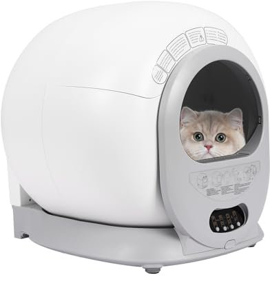 Selbstreinigende Katzentoilette, 65L Smart Cat Litter Box, 2.4GHz Wi-Fi, Mobile APP Steuerung und Überwachung, Geruchsbeseitigung, Automatische, für 1-8kg Katzen