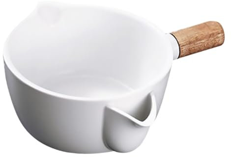 PHENOFICE Ölsuppen Trennschüssel Keramik Fettfilterschale Küchenwerkzeug Mit Rutschfestem Holzgriff Für Zuhause Effektive Ölabscheidung Für Gesündere Suppen