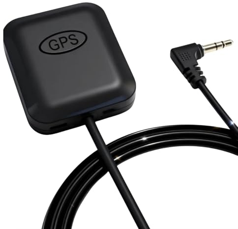 Auto Aktive GPS Antenne 3 Meter | GPS Antenne mit 3,5mm RG174 Anschluss und Magnetfuß für Autoradio GPS Navigationssystem | 28 dB