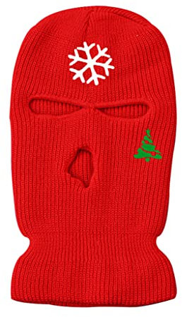 WASTEBIN 3-Loch Strick Gesichtsmaske Weihnachts Sturmhaube Volle Gesichtsabdeckung Winddicht Winter Ohr Zum Schutz Beim Radfahren Skifahren Motorradfahren