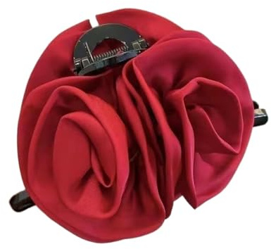SuChengSS Haarklammern 2 Stück Frühlings- Und Sommer Satin Rose Haarnadelinnen Weibliche Kopfhaarpin Großer Clip Haarzubehör-rot
