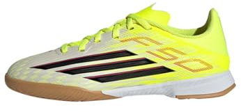 adidas Unisex niños F50 League Indoor Football Shoes Kids, Team Solar Yellow 2/Core Black/Lucid Red, 33 1/2 EU