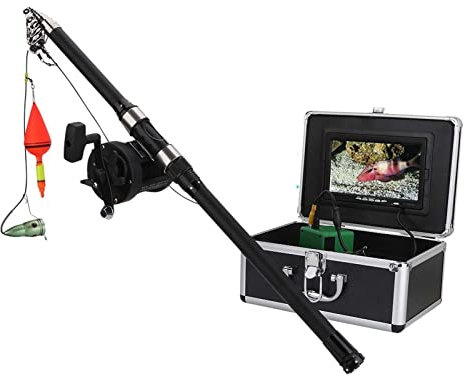 HEALBYBLE Aluminiumlegierung Unterwasser-Fischerei-Video-Kamera-Kit 6W IR-LED. Lichter mit 7 Zoll HD Farbmonitor Sea Rad 15m 25m 3m Kabel,Langlebiger Wiederaufladbarer(F007MSW-25M-IR)