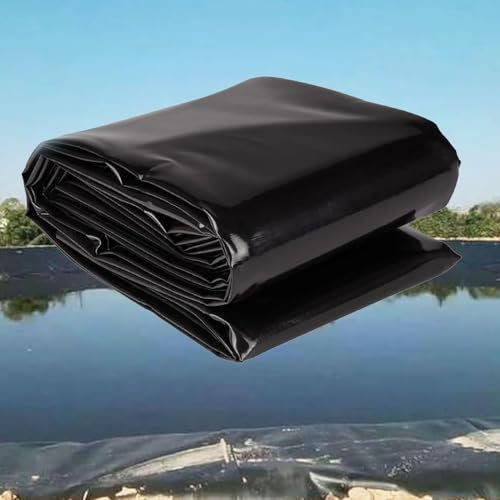 Revestimiento Flexible Negro para estanques - HDPE de 0,12 mm de Grosor, Membrana preformada para estanques de Peces de jardín, Base Resistente de Polietileno para jardín acuático (4 x 10 m