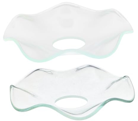Vaguelly 2pcs Elegant Glass Dish Aromatherapy Lamp Oil Diffuser Replacement Dishes Decorative Glass Wax Catcher Taper Candle Drip Catcher Ring Fluted Wax Holder for Candles