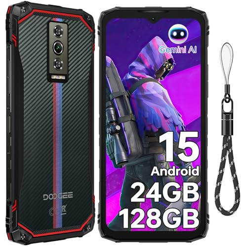DOOGEE Blade10 Energy Smartphone Incassable Android 15, 24GO+128GO/2TO Téléphone Portable Incassable 2025, 90Hz 6.56 HD+, 6150mAh Telephone Chantier, 16MP+8MP, 4G Dual SIM/NFC/IP68/OTG/FACE ID