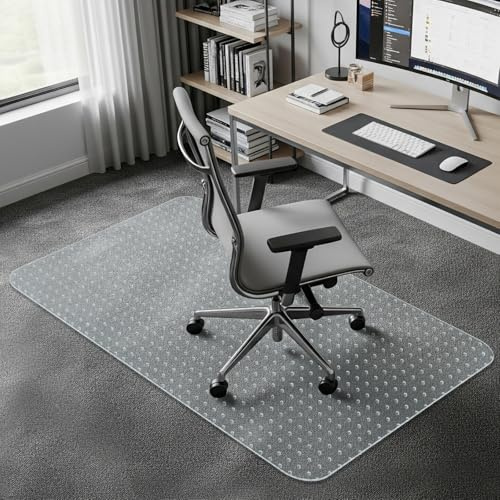COSYLAND Office Chair Mat for Carpet Floor - 75x120cm PVC Floor Mat with Non-Slip Plastic Studs - Waterproof Anti-Slip Carpet Protector for Office Chair with Studded Back