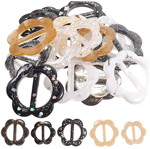 LALADEFIEE 20pcs Resin Scarf Ring Clip and Shirt Tie Buckle Rings for Women, Floral Mixed Styles, 2.5cm 3cm Inner Diameter, Clothing Accessory for T-shirts and Scarves