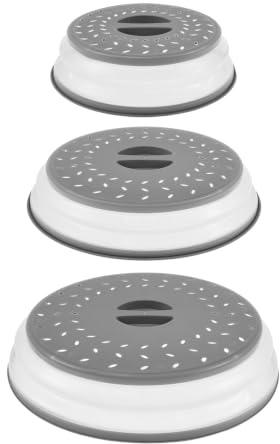 3 Pack Collapsible Microwave Food Covers,Splatter Guard,Vented Microwave Lid for Food grade PP+TPR material,Dishwasher safe for Kitchen Cooking Three-Size Set to Suit Different Containers(grey)