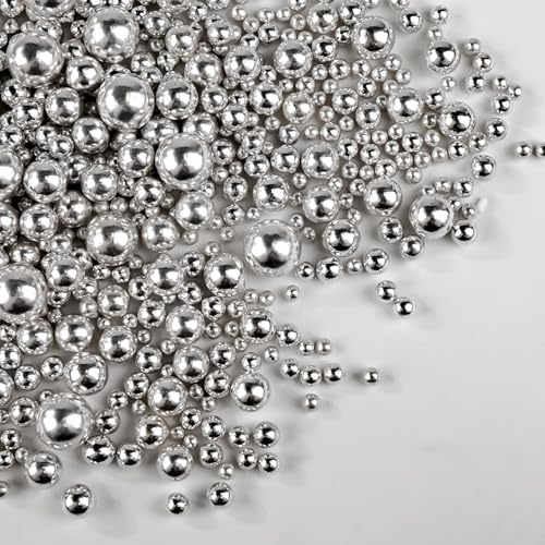 Silver Pearl Sprinkles, Edible Silver Pearls Sugar Sprinkles for Cake Decorating, Edible Silver Cake Decorations, Cupcake Cookies Topper, Birthday Party Supplies