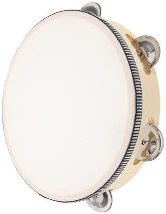Yardwe Handheld Tamburin aus Holz Percussion Instrument mit Imitationsleder für Rhythmustraining Pädagogische Anwendungen und Familienaktivitäten