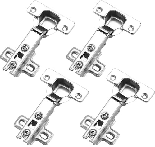 4 Piezas Bisagras Puertas Cocina, 110° Bisagras Puertas Armario Con Amortiguador Cierre AutomáTico, Acero Laminado En Frío, Para Puerta De Mueble Armario De Cocina