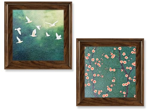 Luccyle 2 pezzi di quadri incorniciati, decorazioni murali con immagini di fiori colorati, decorazioni botaniche per corridoi, scale, soggiorni, camere da letto, 15,7×15,7 pollic